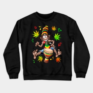 Rasta Bongo Musician funny cool cartoon character Crewneck Sweatshirt